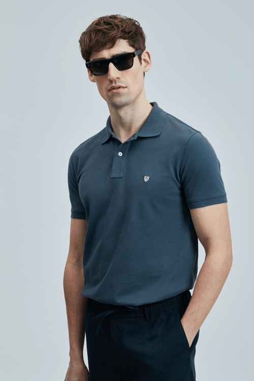 Lufian Laon % 100 Pamuk Comfort Fit Düğmeli Erkek Polo Yaka T Shirt 111040206 ANTRASİT