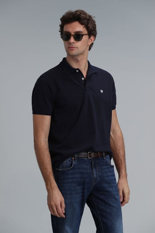 Lufian Laon % 100 Pamuk Regular Fit Düğmeli Erkek Polo Yaka T Shirt 111040164 LACİVERT