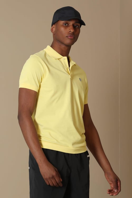 Lufian Laon Spor % 100 Pamuklu Örme Düğmeli Erkek Polo T Shirt 111040091 SARI