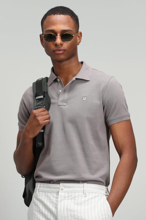 Lufian Laon Spor % 100 Pamuklu Örme Düğmeli Erkek Polo T Shirt 111040091 TOPRAK