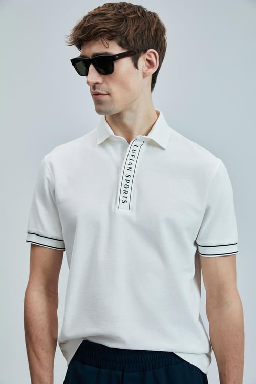 Lufian Lord Logolu % 100 Pamuk Regular Fit Düğmeli Erkek Polo Yaka T Shirt 111040207 BEYAZ
