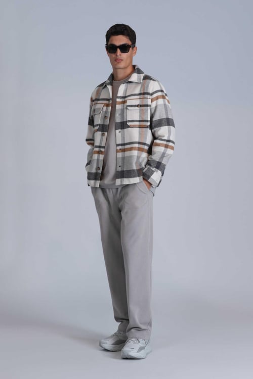 Lufian Pamuk Karışımlı Basic Slim Fit Ekose Fera Erkek Gömlek 112010659 GRİ