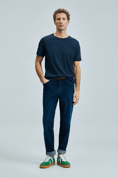 Lufian Pamuk Karışımlı Regular Fit Bisiklet Yaka Erkek T Shirt 111020259 LACİVERT