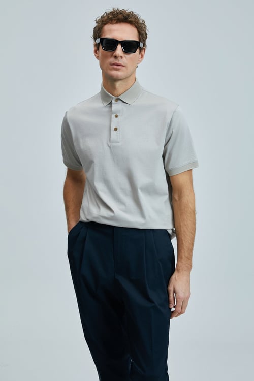 Lufian Pamuklu Comfort Fit Düğmeli Erkek Polo Yaka T Shirt 111040228 BEJ