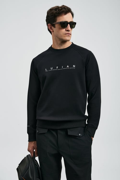 Lufian Pamuklu Regular Fit Bisiklet Yaka Erkek Sweat 112030177 SİYAH