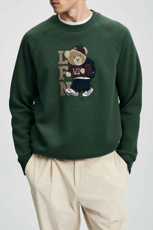 Lufian Pamuklu Regular Fit Logolu Bisiklet Yaka Erkek Sweat 112030172 ÇİMEN YEŞİL