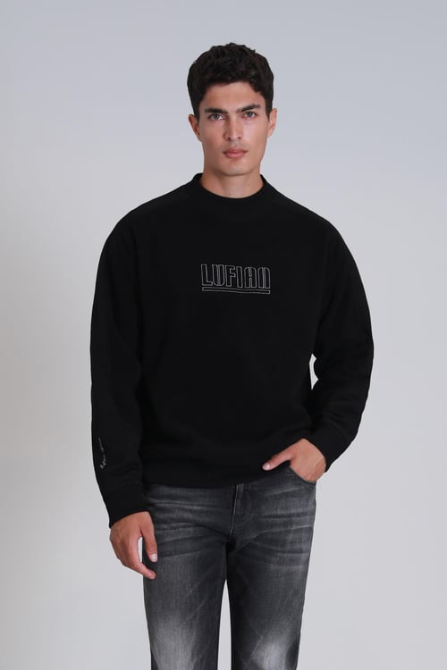 Lufian Viler Baskılı Pamuklu Regular Fit Bisiklet Yaka Erkek Sweat 112030148 SİYAH