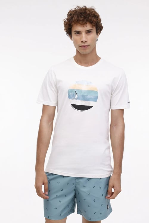 Lumberjack Baskılı Pamuklu Regular Fit Bisiklet Yaka Erkek T Shirt 11DS1025 5FX EKRU