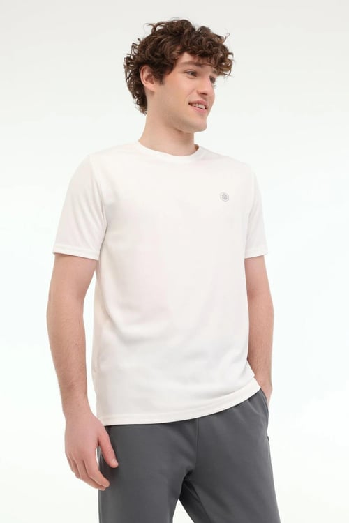 Lumberjack Regular Fit Bisiklet Yaka Erkek T Shirt CT100 5FX KIRIK BEYAZ