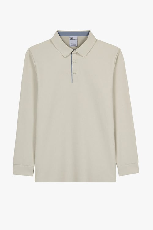 M Long Sleeve Waffle Logolu Regular Fit Erkek Polo Yaka Sweat S26201481559 BEJ