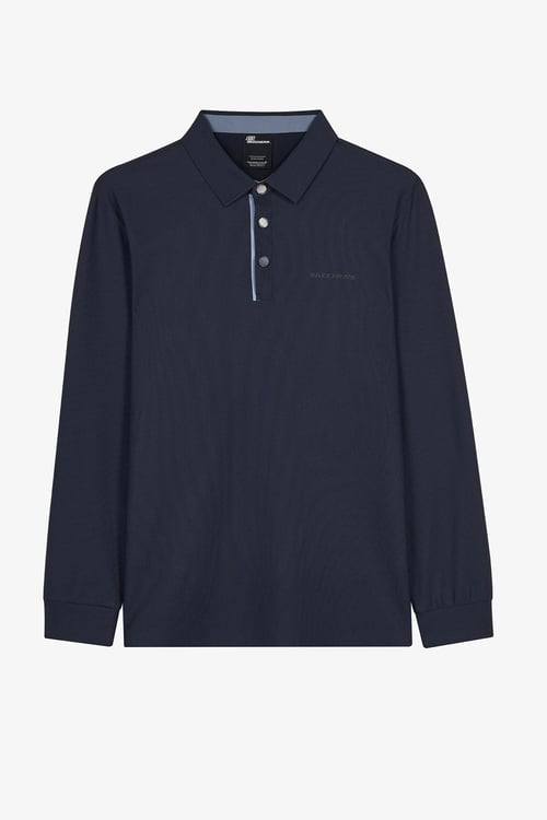M Long Sleeve Waffle Logolu REgular Fit Düğmeli Erkek Polo Yaka Sweat S26201484347 LACİVERT