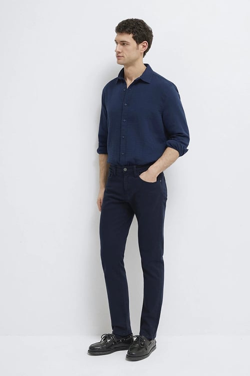 Marcus Pamuklu Normal Bel Daralan Paça Jeans Erkek Kot Pantolon 0035190674 KOYU LACIVERT