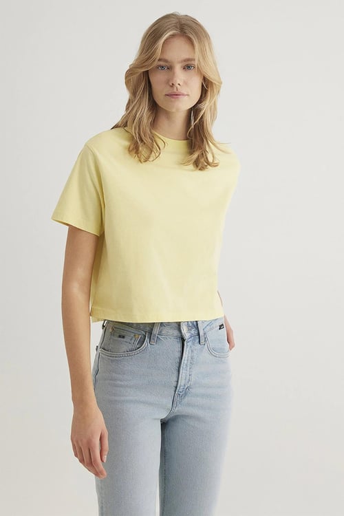 Mavi % 100 Pamuk Boxy Fit Bisiklet Yaka Bayan T Shirt 1611651-71303 SARI