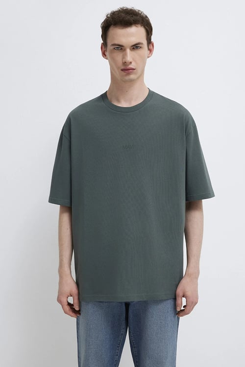 Mavi % 100 Pamuk Logolu Bisiklet Yaka Basic Erkek T Shirt 0613093-71598 KOYU YEŞİL