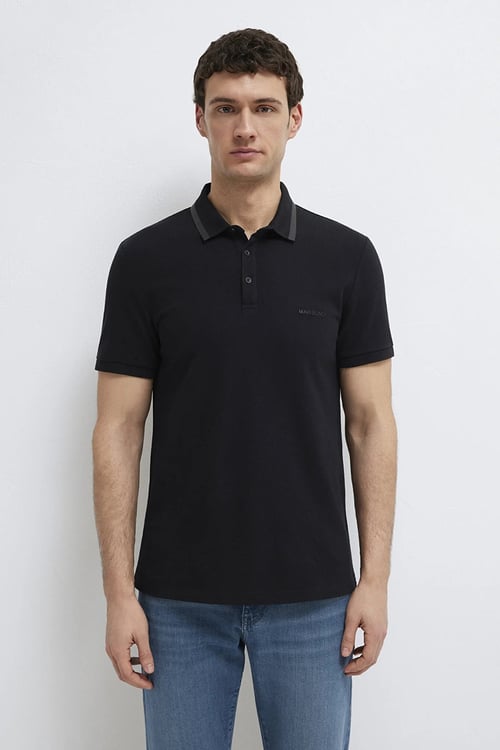 Mavi % 100 Pamuk Logolu Düğmeli Erkek Polo Yaka T Shirt 0611829-900 SİYAH