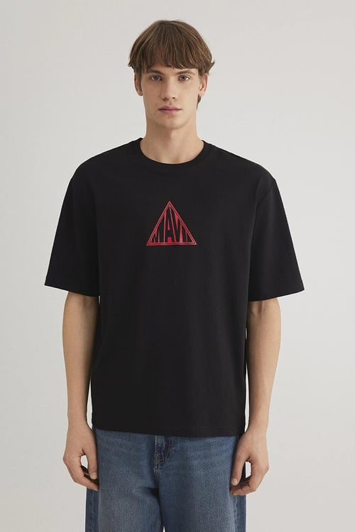 Mavi % 100 Pamuk Loose Fit Bisiklet Yaka Erkek T Shirt 0612524-900 SİYAH