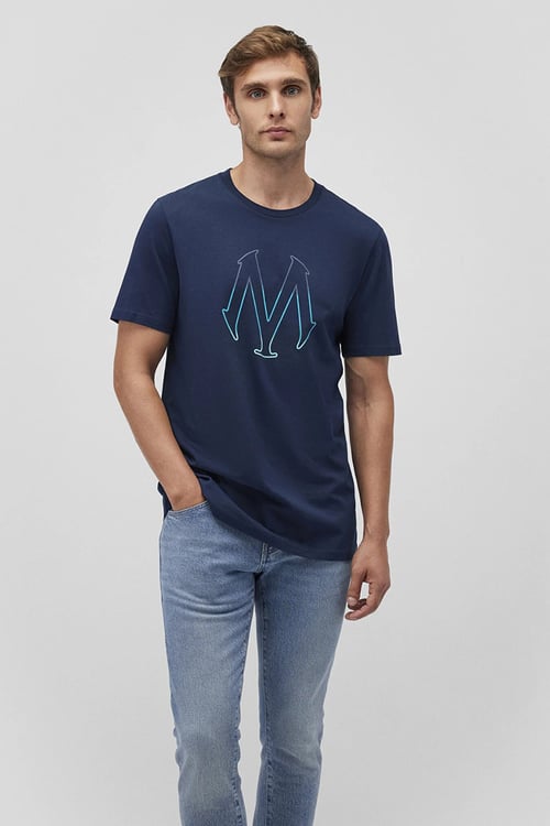 Mavi % 100 Pamuk Regular Fit Bisiklet Yaka Logolu Erkek T Shirt 0610635-70490 LACİVERT