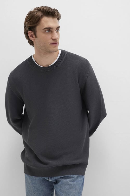 Mavi % 100 Pamuk Regular Fit Bisiklet Yaka Erkek Kazak 0710197-80106 ANTRASİT