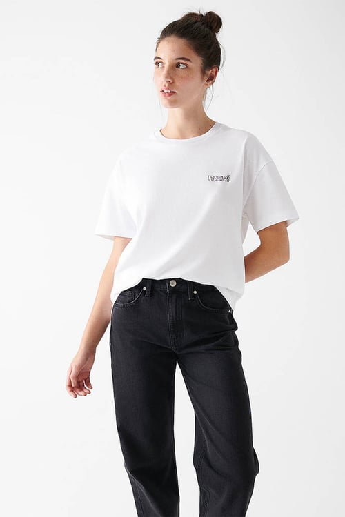 Mavi Bisiklet Yaka % 100 Pamuk Regular Fit Kadın T Shirt 1611309-620 BEYAZ