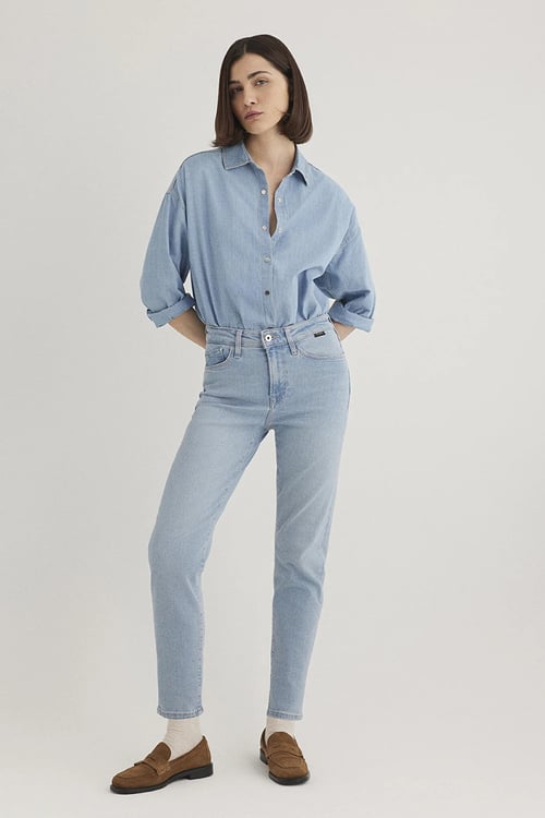 Mavi Cindy Yüksek Bel Dar Paça Mom Jeans Kadın Kot Pantolon 100277-84410 AÇIK MAVİ