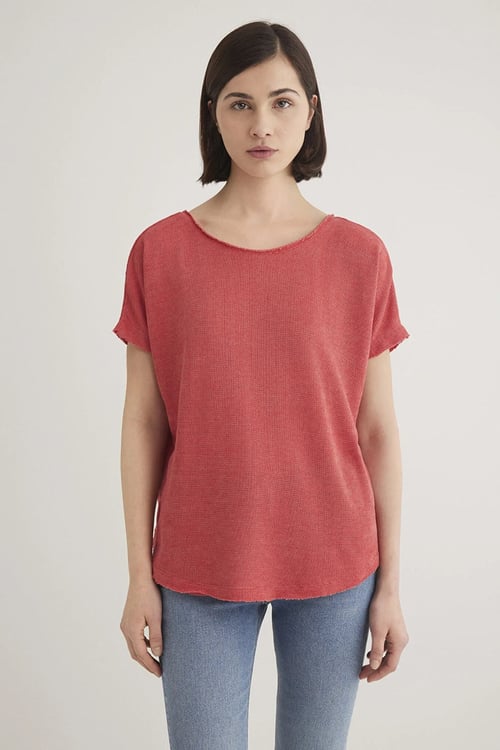 Mavi Dokulu Bisiklet Yaka Sırt Dekolte Detaylı Basic Kadın T Shirt 167311-71102 KİREMİT