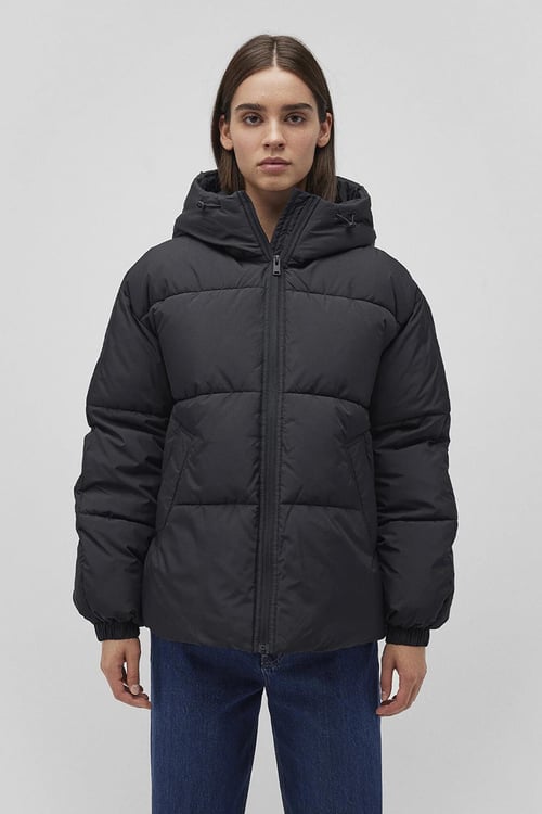 Mavi Kapitoneli Loose Fit Kapüşonlu Bayan Mont 1110199-900 SİYAH