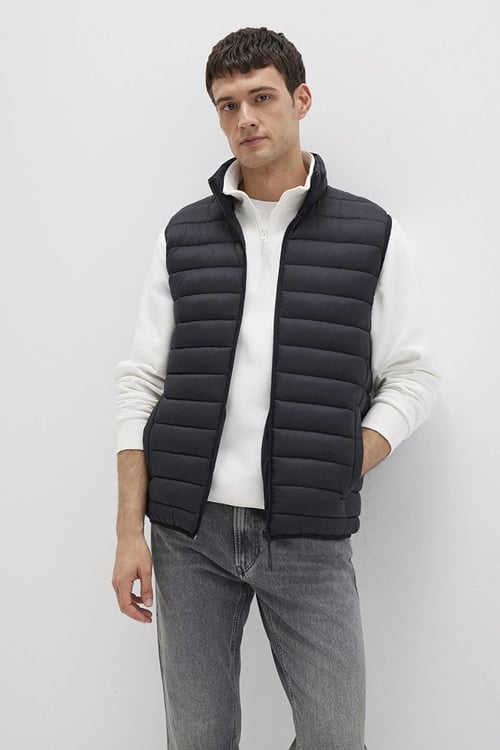 Mavi Kapitoneli Regular Fit Dik Yaka Şişme Erkek Yelek 0110338-900 SİYAH