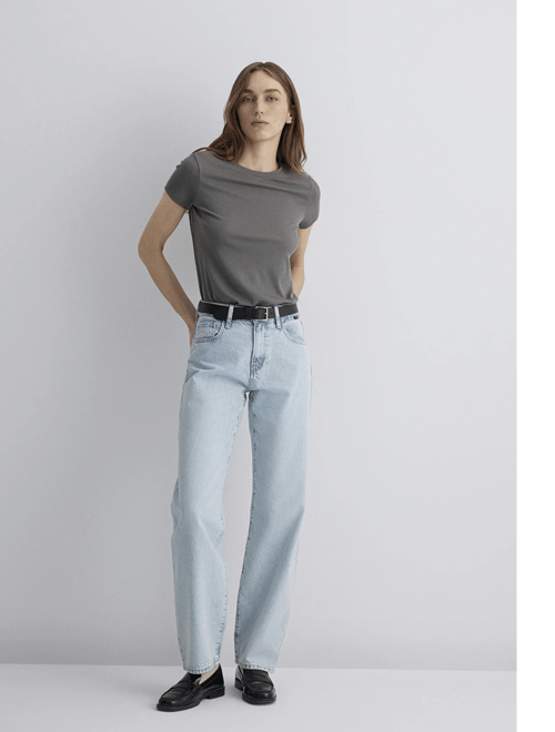 Mavi Leila % 100 Pamuk Baggy Fit Yüksek Bel Daralan Paça Jeans Bayan Kot Pantolon 1010600-89581 AÇIK MAVİ