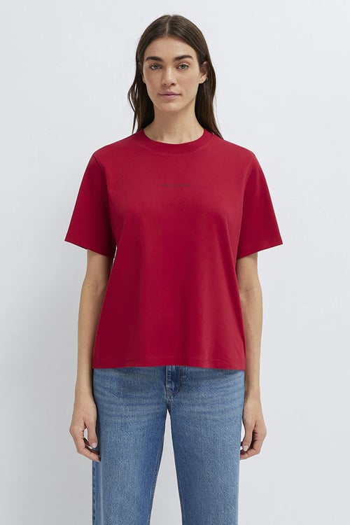 Mavi Logolu Pamuklu Regular Fit Bisiklet Yaka Kadın T Shirt 1613890-70391 KIRMIZI