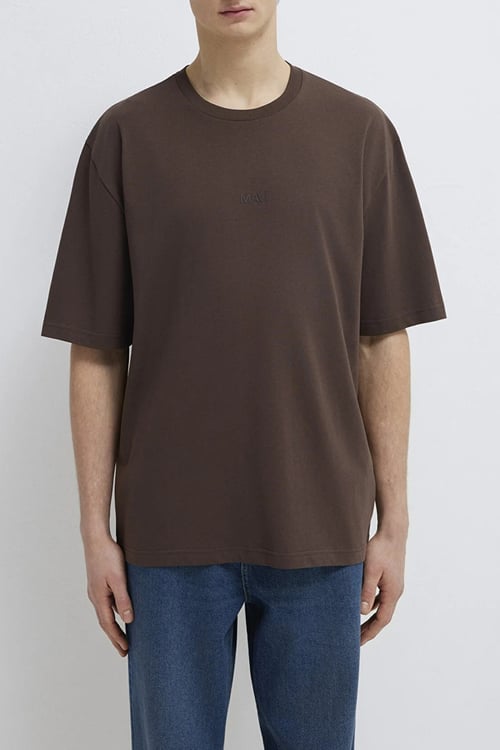 Mavi Logolu Pamuklu Relaxed Fit Bisiklet Yaka Erkek T Shirt 0613093-70251 KAHVE