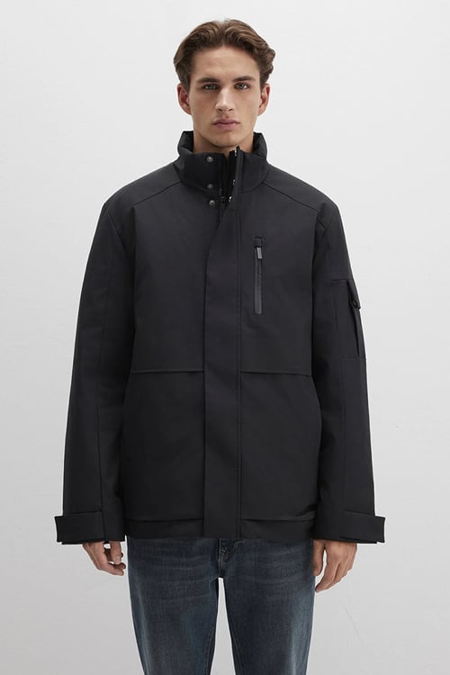 Mavi Loose Fit Dik Yaka Fermuarlı Erkek Mont 0110540-71379 SİYAH