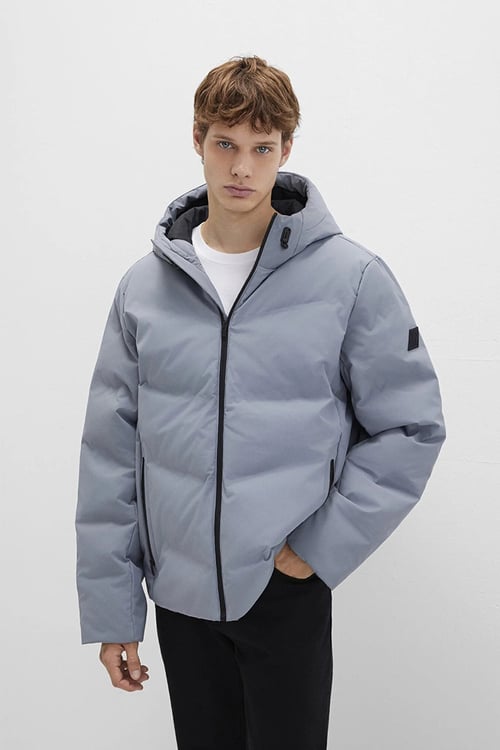 Mavi Loose Fit Kapüşonlu Yaka Su İtici Şişme Erkek Mont 0110651-85550 AÇIK GRİ