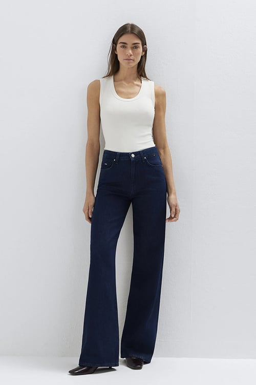 Mavi Malibu Pamuklu Wide Leg Yüksek Bel Geniş Paça Jeans Kadın Kot Pantolon 1010152-A3168 LACİVERT