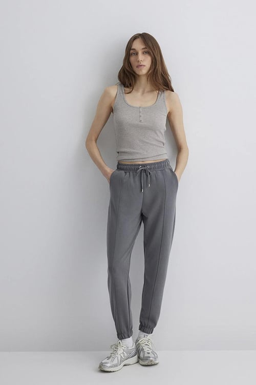 Mavi Modal Karışımlı Slim Straight Normal Bel Lasitikli Paça Bayan Eşofman Altı 1600453-70122 KOYU GRİ