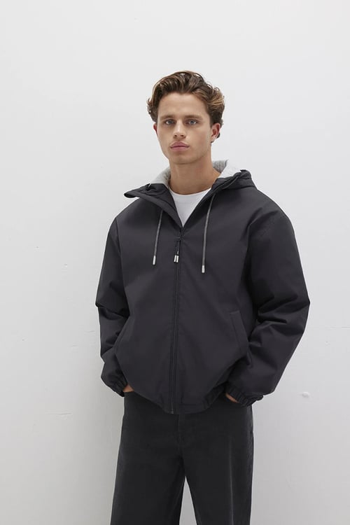 Mavi Oversize Fit Astarlı Ayarlanabilir Kapüşonlu Erkek Ceket 0110333-70087 GRİ