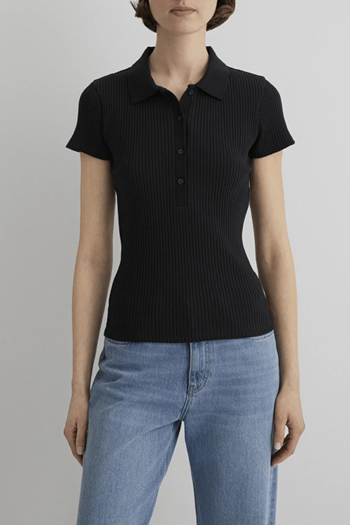 Mavi Pamuklu Fitted Fit Bayan Polo Yaka T Shirt 1613120-900 SİYAH