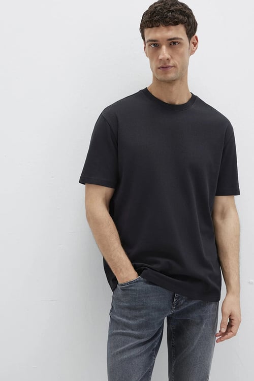 Mavi Pamuklu Loose Fit Bisiklet Yaka Erkek T Shirt 0611596-900 SİYAH