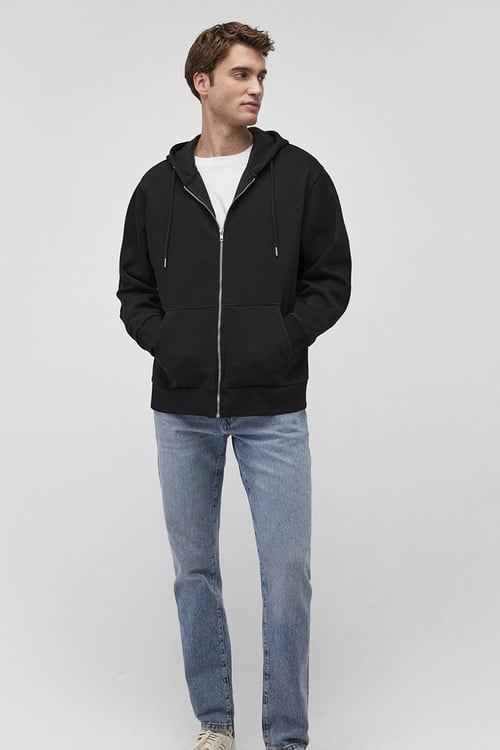 Mavi Pamuklu Loose Fit Kapüşonlu Cepli Erkek Sweat 0S10277-900 SİYAH