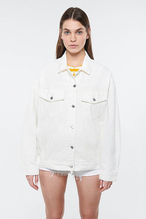 Mavi Pamuklu Oversize Fit Bayan Kot Ceket 1110177-84112 BEYAZ