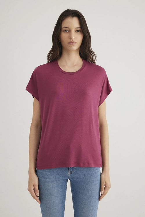 Mavi Pamuklu Regular Fit Bisiklet Yaka Bayan T Shirt 1611649-70919 VİŞNE