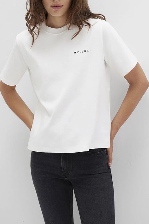 Mavi Pamuklu Regular Fit Logolu Bisiklet Yaka Bayan T Shirt 1613148-80194 EKRU