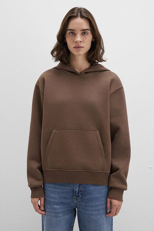 Mavi Pamuklu Regular Fit Şardonlu Kapüşon Yaka Bayan Sweat 167299-81959 KAHVE