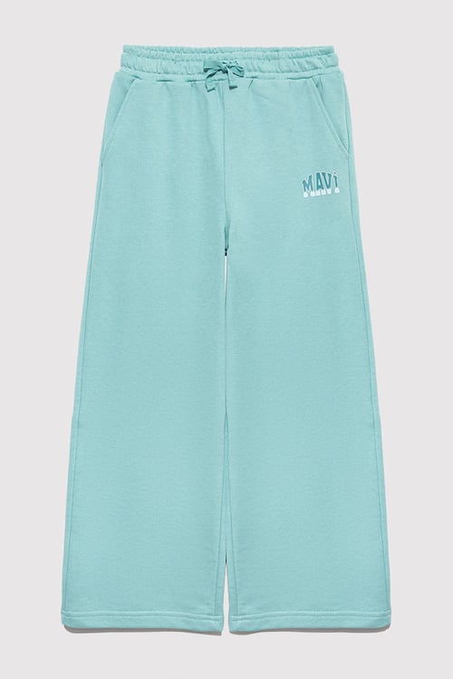 Mavi Pamuklu Wide Leg Fit Geniş Paça Logolu Kız Çocuk Eşofman Altı 7010038-71748 MİNT