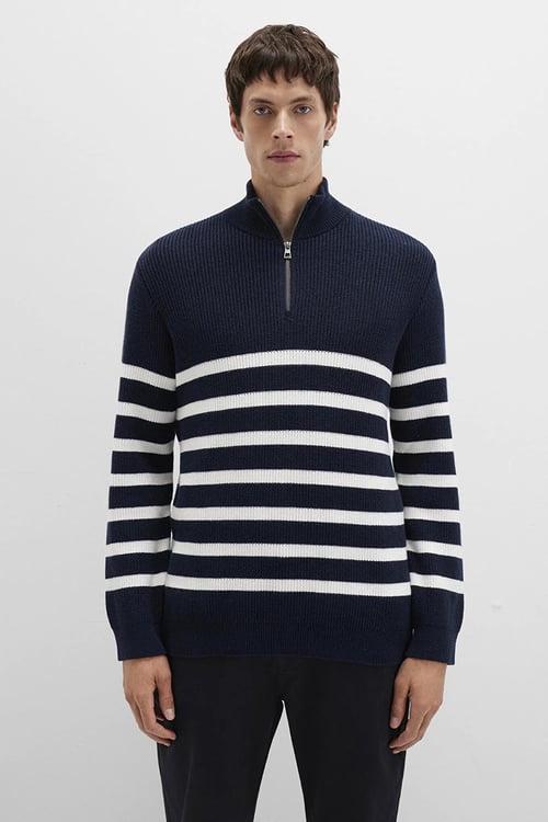 Mavi Slim Fit Fermuarlı Dik Yaka Erkek Kazak 0710131-70490 LACİVERT