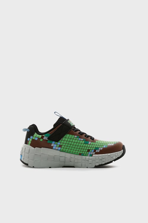 Megacraft 3.0 Piksel Desenli Cırt Cırtlı Sneaker Erkek Çocuk Ayakkabı 402182L BRMT KAHVE-YEŞİL