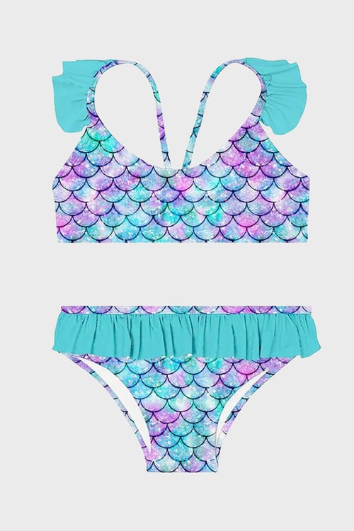 Miranda Junior Kolay Kuruyan Uv Korumalı Fırfırlı Kız Çocuk Bikini SB2611000104 TURKUAZ