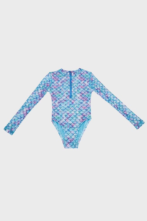Miranda Long Sleeve Desenli Uv Korumalı Kız Çocuk Mayo SM2611001405 MOR-PEMBE