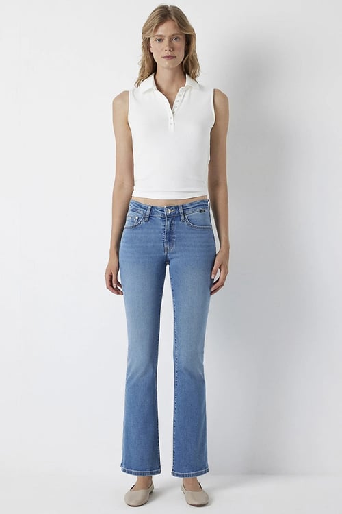 Molly Pamuklu Flare Bootcut Fit Normal Bel Jeans Kadın Kot Pantolon 10136A3925 MAVİ