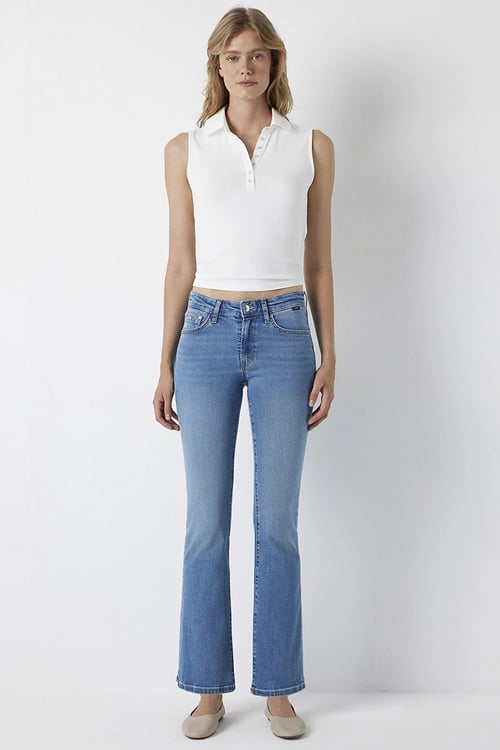 Molly Pamuklu Flare Bootcut Fit Normal Bel Jeans Kadın Kot Pantolon 10136A3925 MAVİ