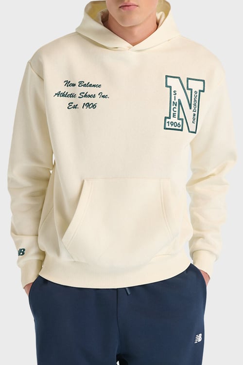 NB Lifestyle Pamuklu Oversize Logolu Kapüşonlu Unisex Sweat 0UNH3534SST BEJ